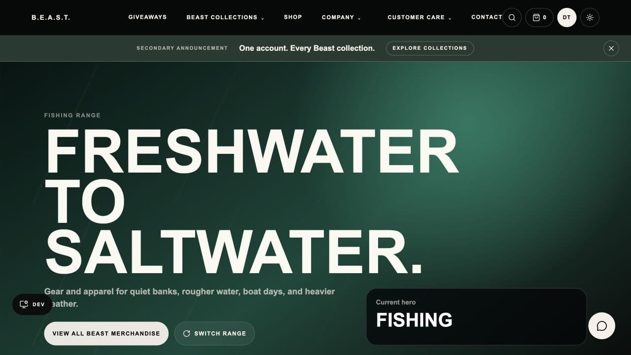 Beast multi-collection commerce storefront